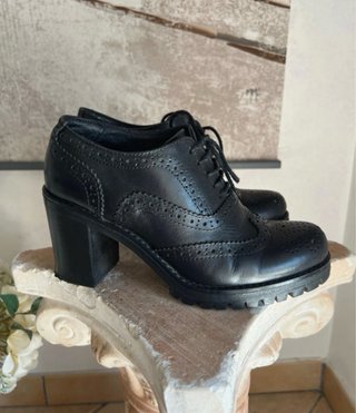 Scarpe donna tacco comodo pelle nera