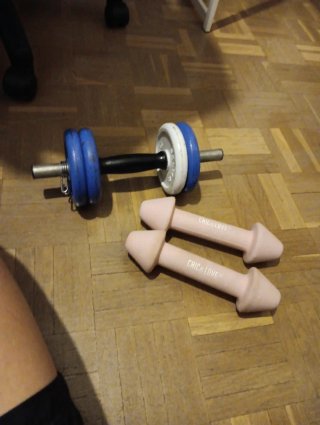 Pesas de gimnasio y mancuernas