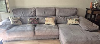 Sofá chaise longue gris tela