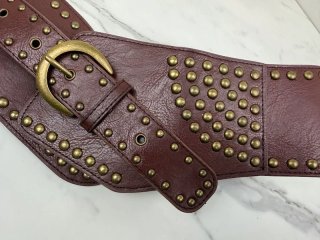 Cinturón Corsé Ancho Tachuelas Estilo Vintage