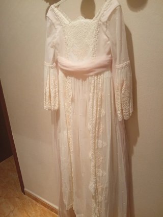 Vestido de comunión niña blanco y rosa