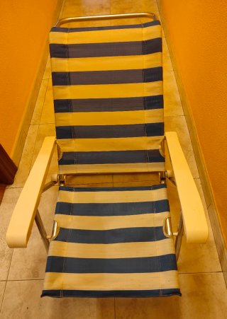 Silla de Playa Plegable Rayas Azul/Amarillo
