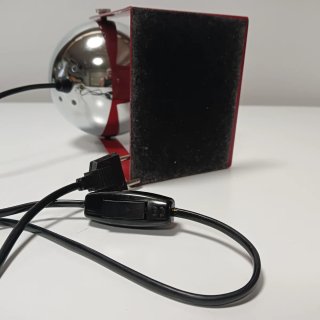 LAMPARA EYEBALL ROJO-CROMO 70S
