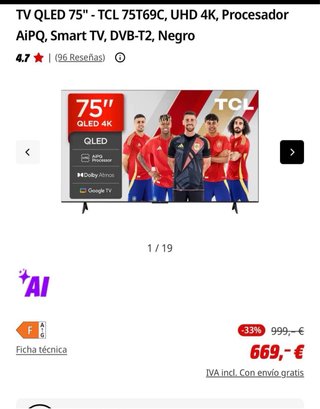 TV TCL 75 Google TV