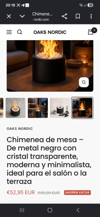 2 Chimeneas Etanol Mesa OAKS NORDIC
