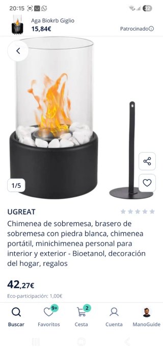 2 Chimeneas Etanol Mesa OAKS NORDIC