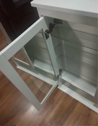 Mueble baño Ikea Hemnes madera y cristal