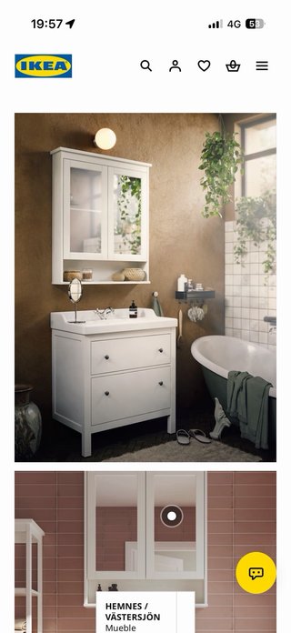Mueble baño Ikea Hemnes madera y cristal