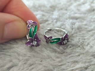 Pendientes aro flor plata de ley