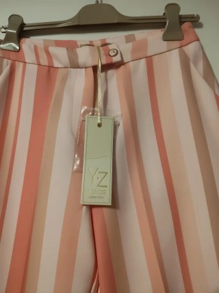 Pantaloni donna fantasia righe tg M