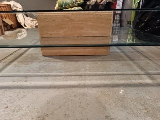 Mesa de centro mármol y cristal doble altura