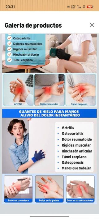 Guante Terapia Frío Calor Mano