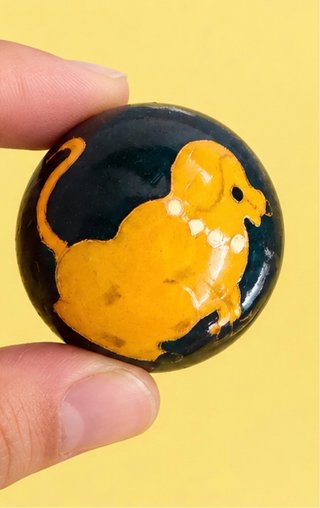 Bola de la salud decorada con perro
