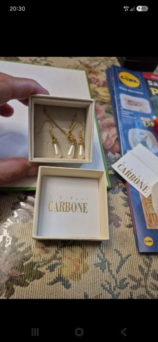 Set Collana e Orecchini Carbone Perle Oro