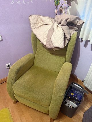 Sillón reclinable individual tela verde