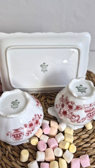 Juego de azúcar y leche vintage con bandeja