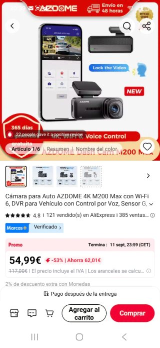 AZDOME M200 Max Dash Cam 4K Wi-Fi Control Voz