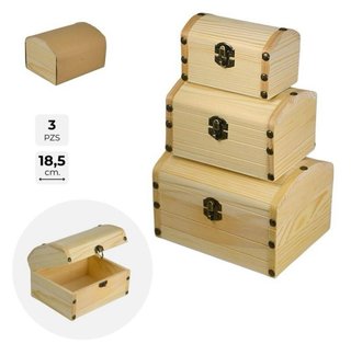 Set 3 Cajitas Madera Cofre