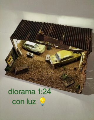 Seat 600+Simca 1000 diorama 1:24 con luz
