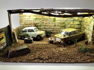 Seat 600+Simca 1000 diorama 1:24 con luz
