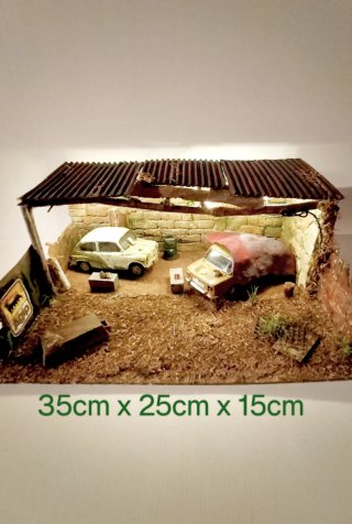Seat 600+Simca 1000 diorama 1:24 con luz