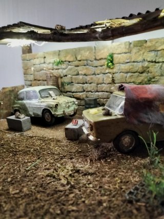 Seat 600+Simca 1000 diorama 1:24 con luz