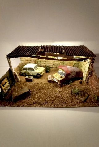 Seat 600+Simca 1000 diorama 1:24 con luz