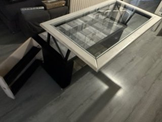 Mesa de centro elevable cristal y madera