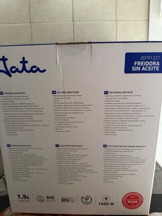 Freidora de Aire Jata 1.5L 1000W