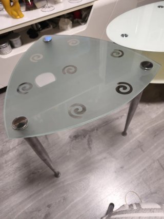 Mesa de centro cristal y metal