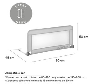 Jané Barrera de Cama Abatible 90 cm Gris
