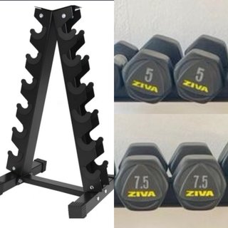 Mancuernero vertical, mancuernas 5kg y 7.5kg