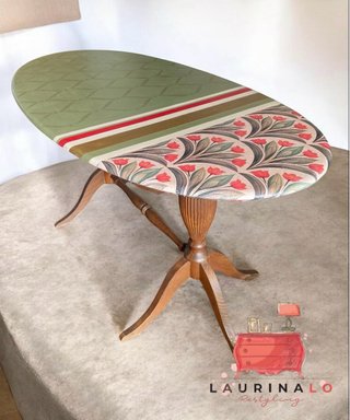 Tavolino Ovale Decorato