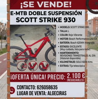Bici Eléctrica Scott Strike 930 Talla L