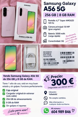 Samsung Galaxy A56 5G 256GB Rosa