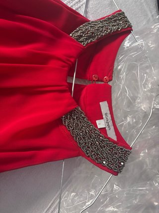 Vestido rojo fiesta con pedrería