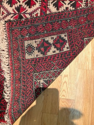 Alfombra Oriental Lana Beige y Roja