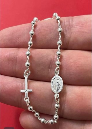 Rosario Pulsera Virgen Milagrosa Plata de Ley 925