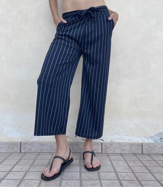 Pantaloni Culotte Gessati Blu