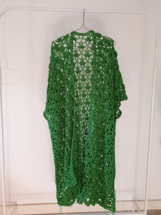Ruana a Ganchillo Verde Prado Talla XL