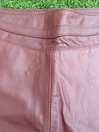 Falda piel mujer 38 cuero marrón talle alto