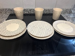Juego de platos y vasos de plástico