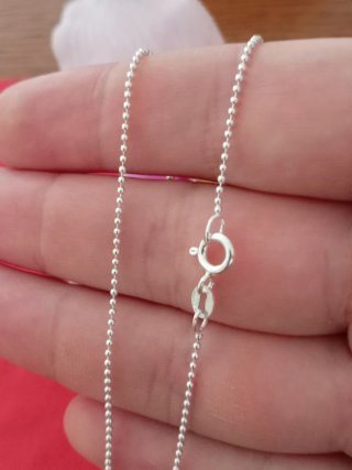 Cadena 40cm Bolitas Lisas Plata De Ley 925