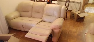 Sofá de piel beige 3 plazasy de 2 plazas Urge