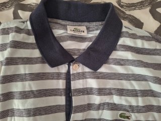Polo Lacoste original Rayas Gris/Blanco Talla 7