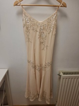 Vestido "SHEIN", bege con brillos, talla S