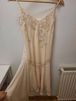 Vestido "SHEIN", bege con brillos, talla S