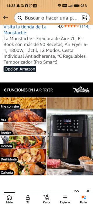 Freidora Aire 7L Táctil 6 Funciones