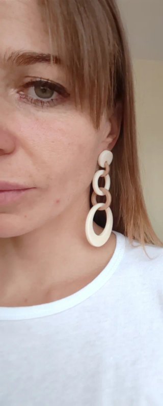 Pendientes grandes aro beige y blanco