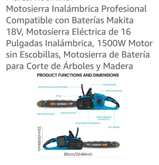 Motosierra Dooglee 16 + 2 Baterías Makita 18V